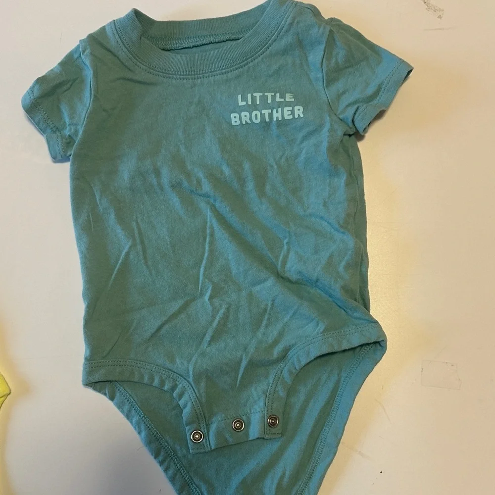 Carter's Yellow Sun and Green Little Brother Bodysuits